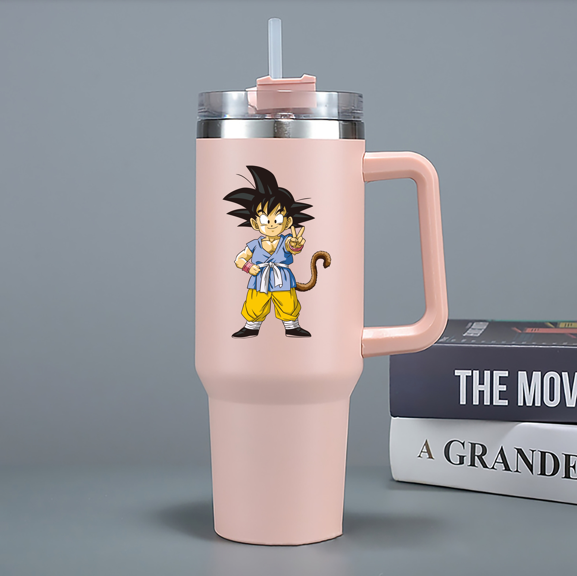 （画像用） ドラゴンボール 孫悟空（そん ごくう）Son Goku カカロット DRAGON BALL Kakarotto 1200mL車用タンブラー - クリスタルステッカー（プラスチックストロー付き）